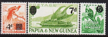 Папуа-Новая Гвинея, 1957, Стандарт, Надпечатки, 3 марки